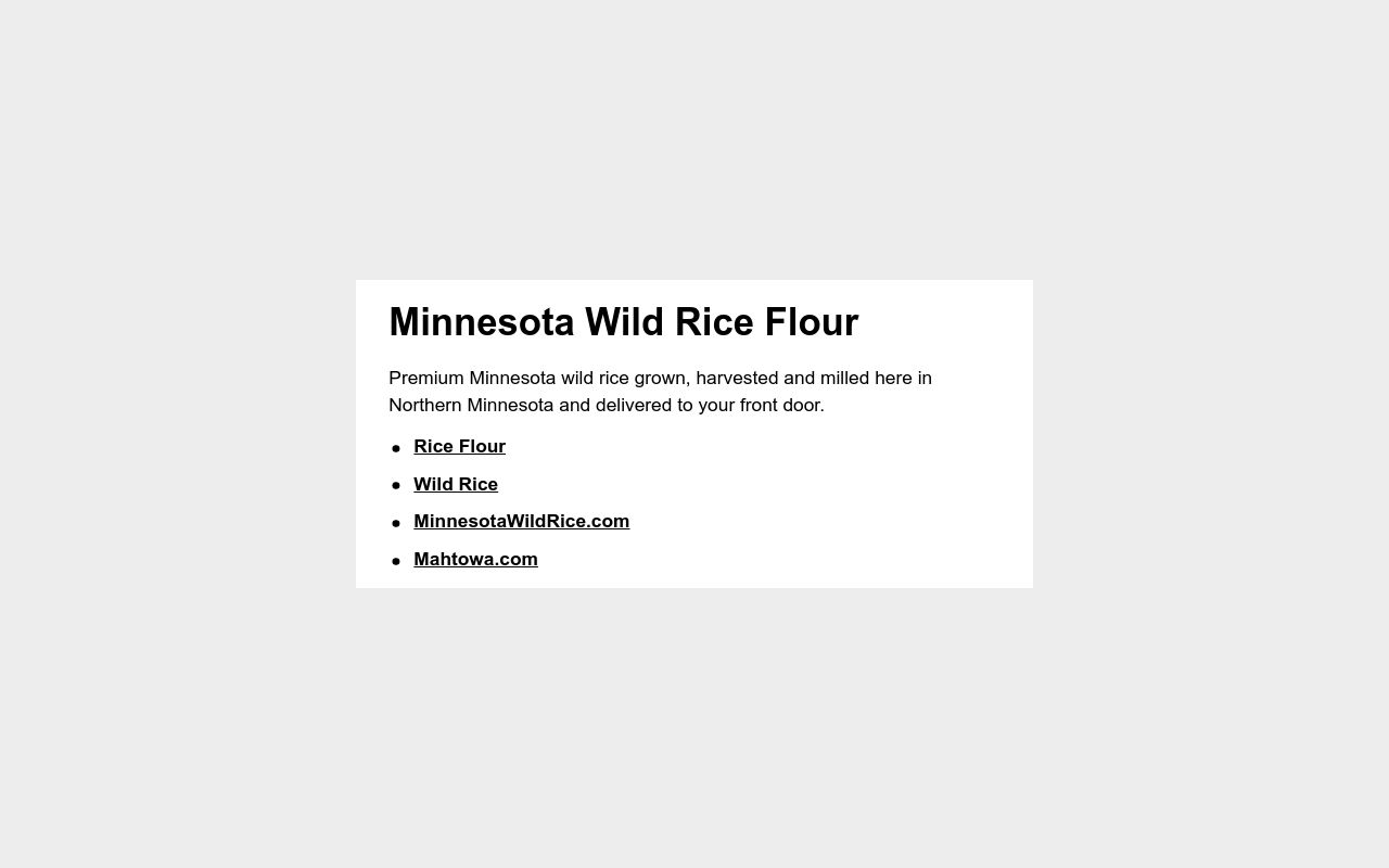 WildRiceFlour.com - Minnesota Wild Rice